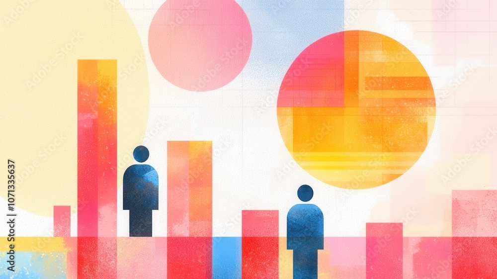 Poster modern data analysis with holographic style elements
