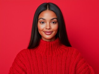 Fototapeta premium portrait woman with makeup and a fashionable hairstyle poses in studio