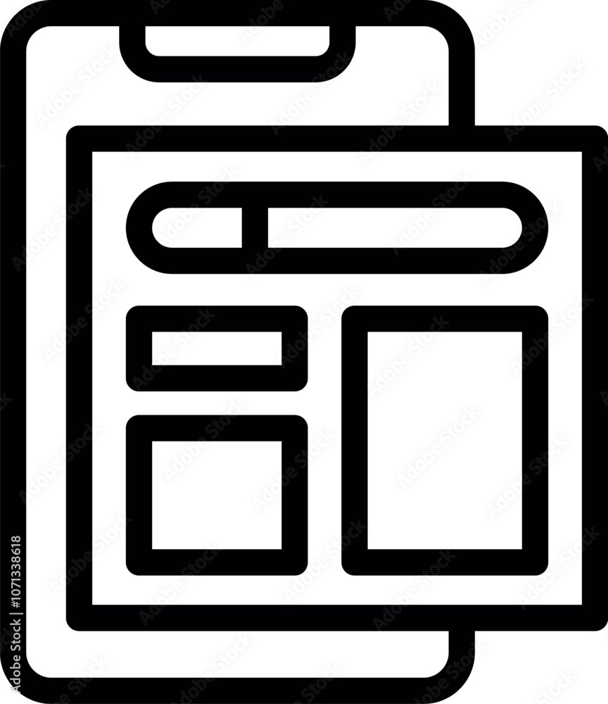 Poster responsive website design layout displayed on a smartphone screen, featuring content blocks and a pr