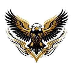 Obraz premium illustration of a black and gold eagle logo. symbolizing power and authority.