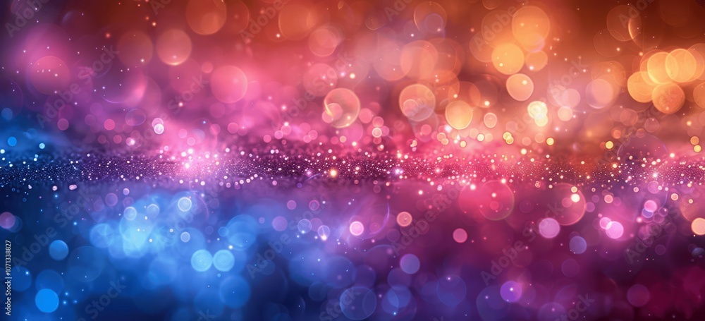 Poster pastel bokeh background with sparkling lights in rainbow colors