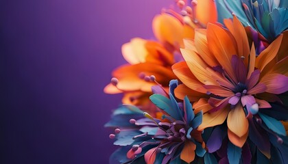 Fototapeta premium Close-up on botanical detail, vibrant colors, 3D illustration.