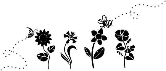 illustration of garden - bugs and flowers