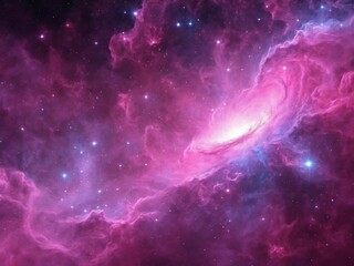 Bright Nebula Surrounded by Colorful Cosmic Clouds in Deep Space