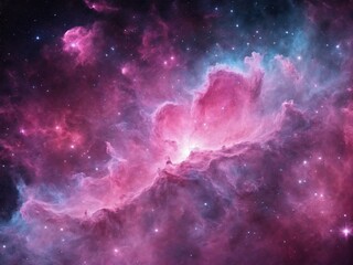 Bright Nebula Surrounded by Colorful Cosmic Clouds in Deep Space