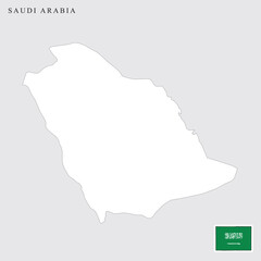 Saudi Arabia map and flag vector art