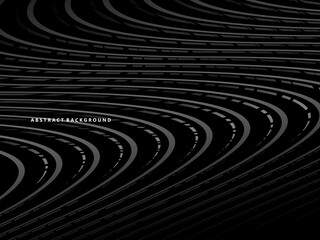 Abstract futuristic dark black background with wave design. Realistic 3d wallpaper with luxurious flowing lines. Perfect background for posters, websites, brochures, banners, applications, etc.
