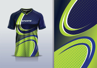 Sport jersey design template mockup curve line for football soccer, running, esports, green blue color © Nimpuna O