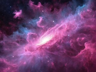 Bright Nebula Surrounded by Colorful Cosmic Clouds in Deep Space