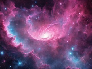 Bright Nebula Surrounded by Colorful Cosmic Clouds in Deep Space
