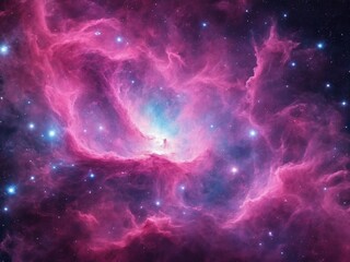 Bright Nebula Surrounded by Colorful Cosmic Clouds in Deep Space