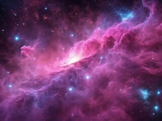 Bright Nebula Surrounded by Colorful Cosmic Clouds in Deep Space