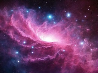 Bright Nebula Surrounded by Colorful Cosmic Clouds in Deep Space