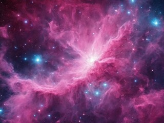 Bright Nebula Surrounded by Colorful Cosmic Clouds in Deep Space