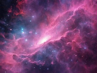 Bright Nebula Surrounded by Colorful Cosmic Clouds in Deep Space