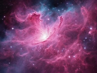 Bright Nebula Surrounded by Colorful Cosmic Clouds in Deep Space