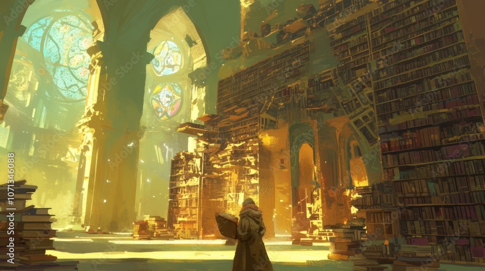 Poster as i ventured deeper into the mythical library each book whispered secrets and knowledge almost beck