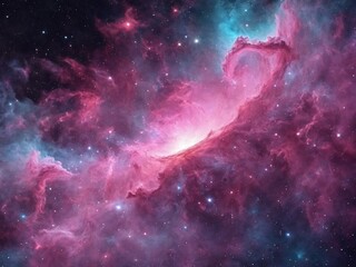 Bright Nebula Surrounded by Colorful Cosmic Clouds in Deep Space