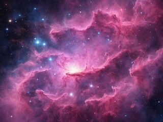 Bright Nebula Surrounded by Colorful Cosmic Clouds in Deep Space