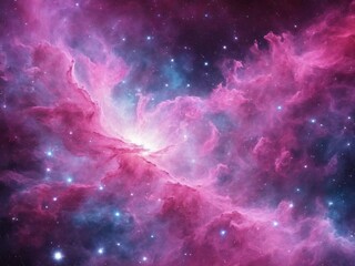 Bright Nebula Surrounded by Colorful Cosmic Clouds in Deep Space