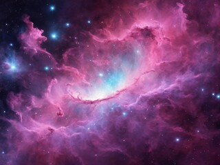 Bright Nebula Surrounded by Colorful Cosmic Clouds in Deep Space