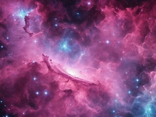 Bright Nebula Surrounded by Colorful Cosmic Clouds in Deep Space