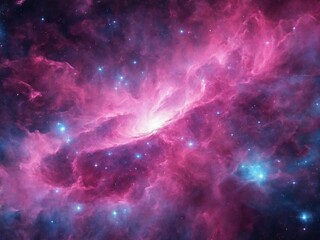 Bright Nebula Surrounded by Colorful Cosmic Clouds in Deep Space