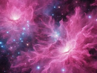 Bright Nebula Surrounded by Colorful Cosmic Clouds in Deep Space