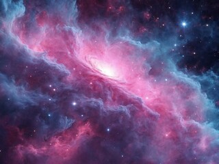 Bright Nebula Surrounded by Colorful Cosmic Clouds in Deep Space