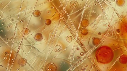 Close-up of microscope slide revealing intricate fungal spores, essential for research on fungal diseases and microbiology studies.