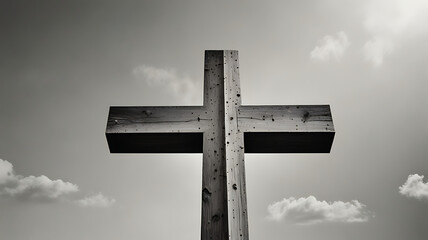 Minimalistic icon of a cross shape abstract design symbolizing intersection and connection on a white background.