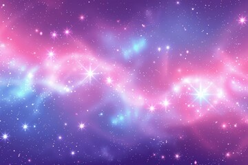 Obraz premium Cute Pastel Sky with Stars and Sparkles, Dreamy Pink Blue Purple Fantasy Background