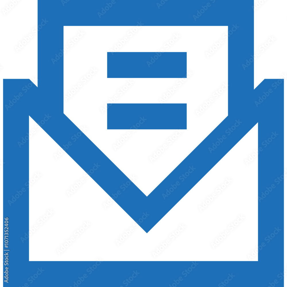 Poster a simple blue envelope icon featuring an equal sign representing email communication and digital mes