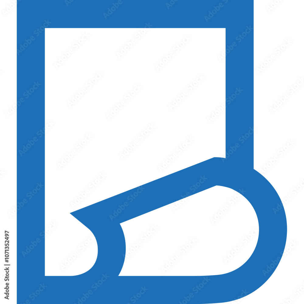 Poster abstract blue logo design featuring geometric shapes and a unique curved element emphasizing modern 