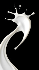 Milk Splash Isolated on black background