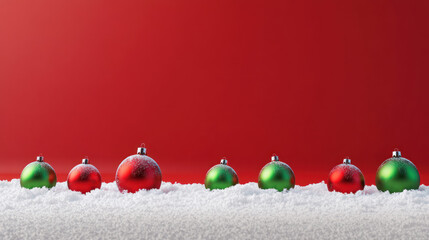 Obraz premium Festive Ornaments on Snowy Background