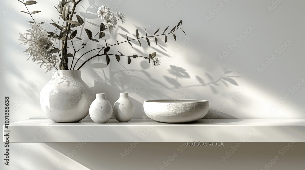 Poster empty white table for product display in minimalist design