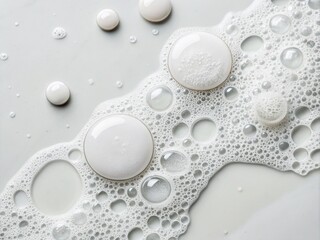 Minimalist Light Gray Bubbles and Foam Patterns on White Surface