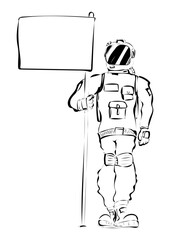 Astronaut mit Fahne