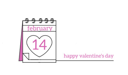Valentine's Day - February 14 - Daily Calendar Icon in flat design style.