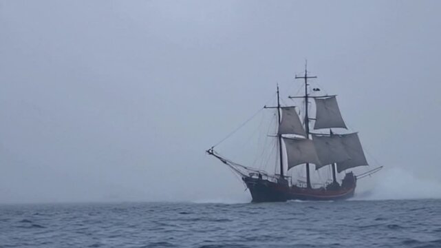 old ship in the vast ocean is very cool