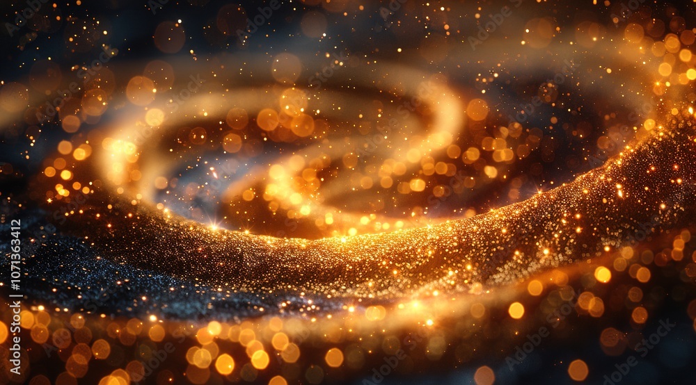 Wall mural abstract luxury swirling gold background with gold particle.