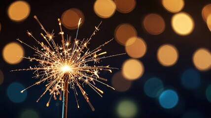 Obraz premium Burning sparkler with bokeh light background