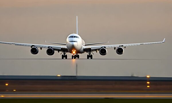 Airplane Landing on Runway