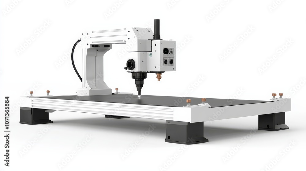 Poster precision 3d printing machine: close-up view of a high-tech 3d printer in operation, showcasing its 