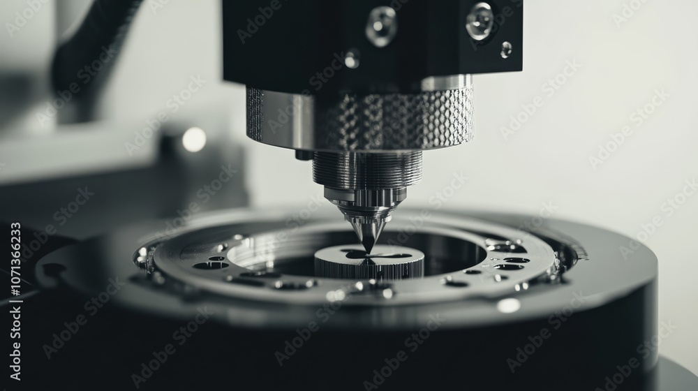 Poster precision testing machine: close-up of a high-tech testing machine in operation, showcasing intricat