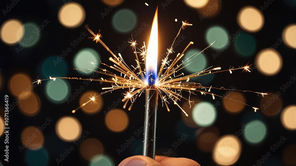 Aufkleber burning sparkler with bokeh light background