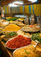 Fototapeta premium Mouthwatering Food and Drink Photography Featuring Delicious Meals, Refreshing Beverages, and Vibrant Ingredients