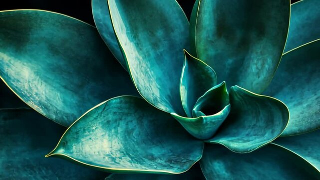 A close-up view of a vibrant blue agave plant, showcasing its intricate patterns and textures