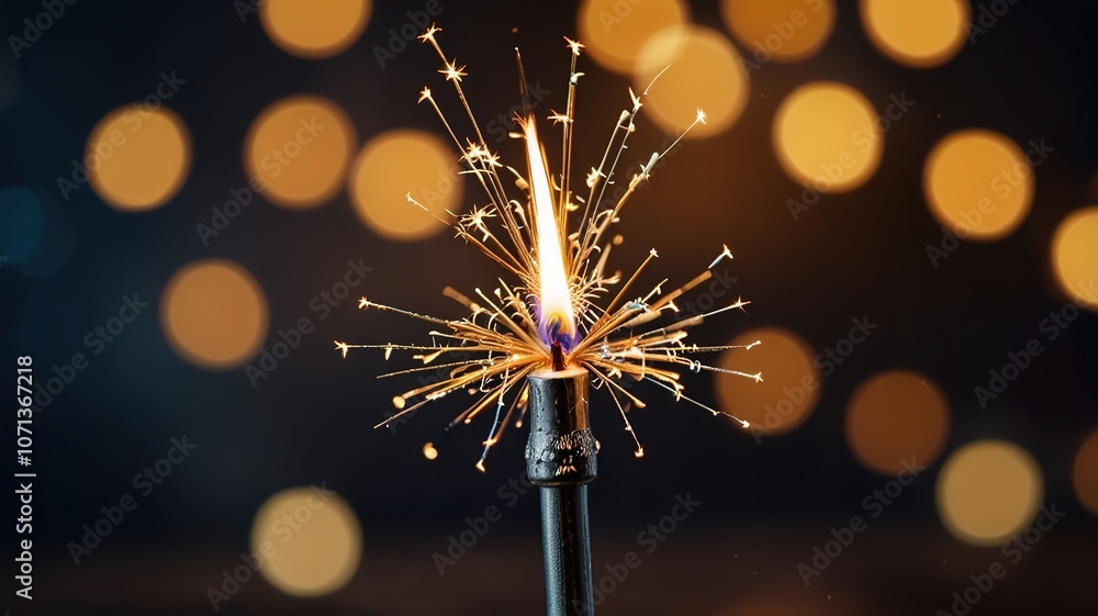 Aufkleber burning sparkler with bokeh light background
